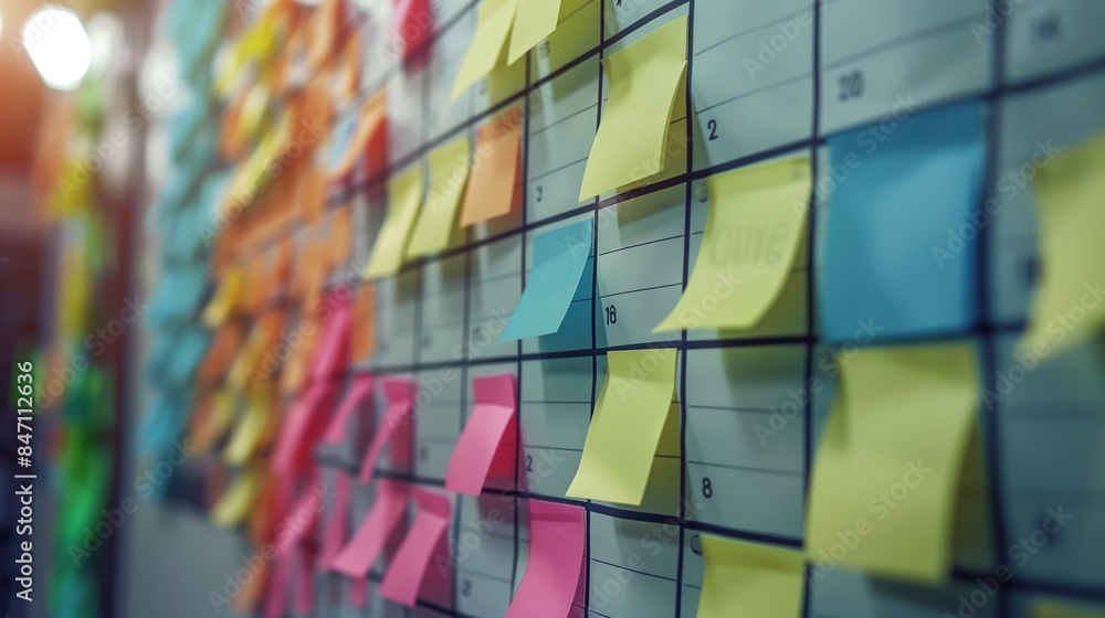 Poster time management and meeting information. effective work planning with a precise schedule, ensuring p
