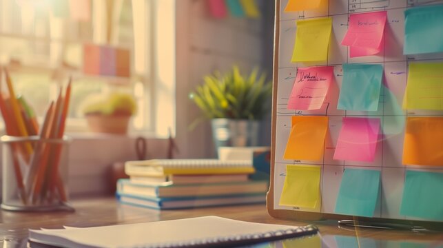 Time management and meeting information. Effective work planning with a precise schedule, ensuring productivity and organization in a professional setting with clear deadlines and goals.