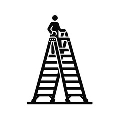 Stepladder black silhouette vector with white color background