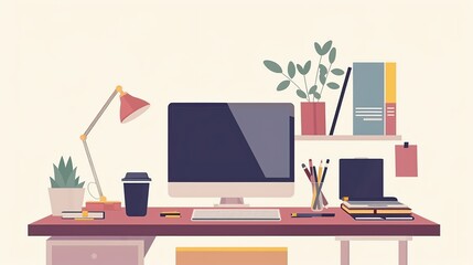 Modern Home Office: Blend of Technology and Minimalist Design Element