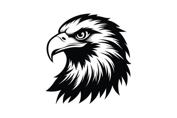 eagle head isolated on white background, free vector silhouette line art