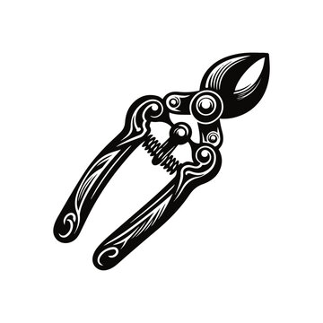 recommend clip art: Pruners black silhouette vector with white color background