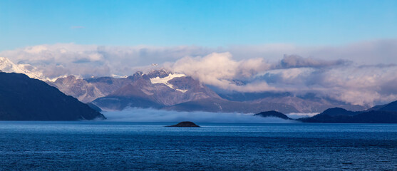 Dramatic Sunrise over Alaska Coast. Nature Background