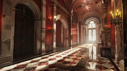 Obraz premium Interior of church. AI generated art illustration.