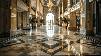 Fototapeta premium Interior of church. AI generated art illustration.