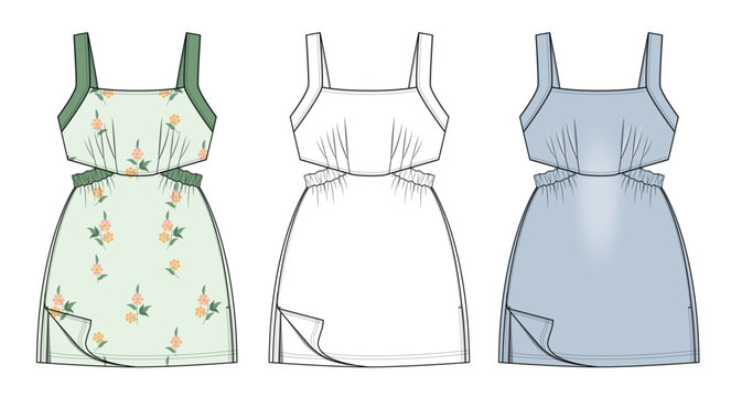 Girls denim and all over printed apparel template 