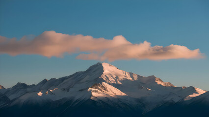 Sunset's Embrace Snow Capped Peaks Glow