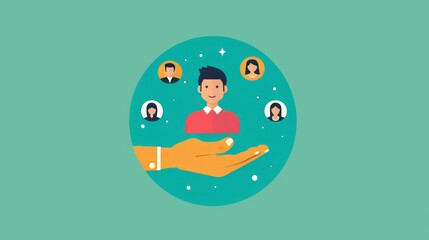 Obraz premium Customer retention icon, vector illustration. Customer care service. Filled vector icon. Hand holding customer icon.
