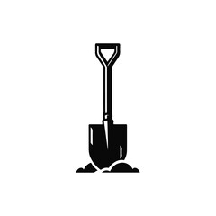 Shovel black silhouette vector with white color background