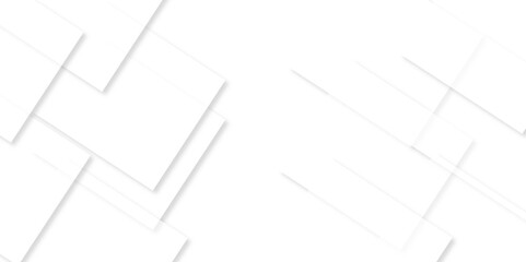 Abstract design with white transparent material in triangle and square shapes on white background. Square in bright light with paper texture.Modern and creative design with different size white boxes.