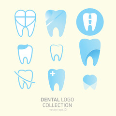 Dental logo collection in light yellow background.