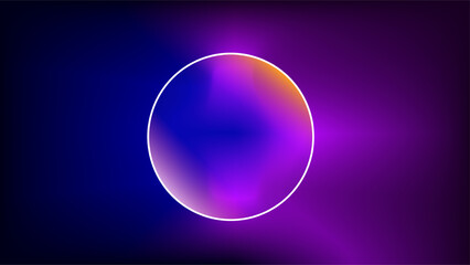 Rainbow transparent beautiful circle centered frame over purple lights background