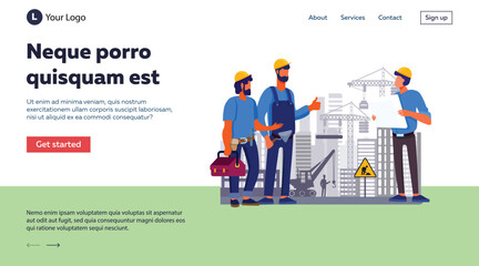 construction landing page. professional team working on the project with teamwork. under construction can be used for websites, landing pages, UI, mobile applications, posters, baners