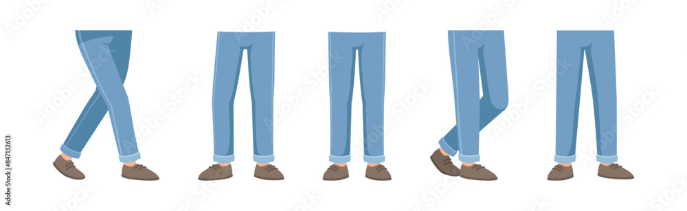 Aufkleber man builder character constructor leg body part vector set