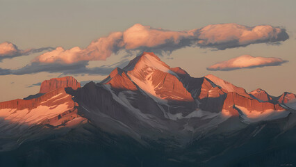 Nature's Majesty Sunset Crowns Snow Capped Throne