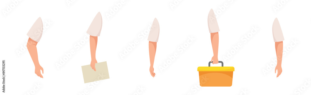 Aufkleber man builder character constructor arm body part vector set