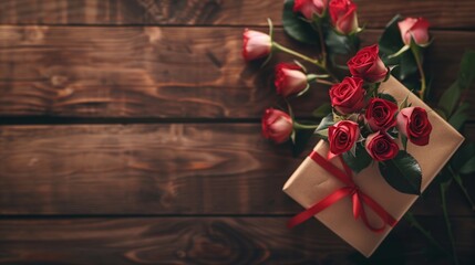 Banner poster valentine day with a gift box