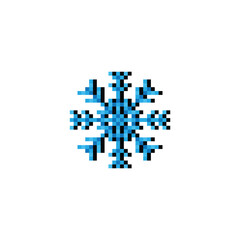 pixel snowflakes icon. Vector pixel art snowflake 8 bit logo for game