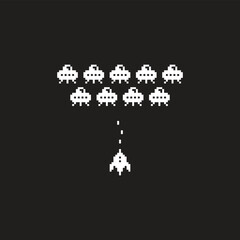 pixel ufo spaceship   vector icon pixel element for 8 bit space arcade game © veronchick84