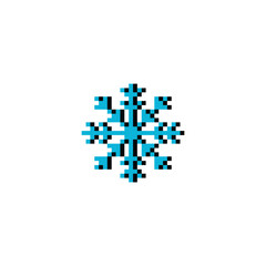pixel snowflakes icon. Vector pixel art snowflake 8 bit logo for game