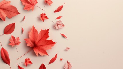 Fototapeta premium Canada Day celebration card with minimal design and red maple leaf