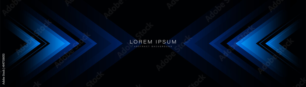 Canvas Prints abstract blue arrow on black background. modern geometric graphic design. dynamic shapes. technology