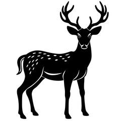 a deer black silhouette icon looking left side vector illustration