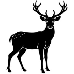 a deer black silhouette icon looking left side vector illustration
