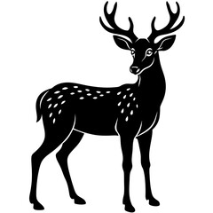 a deer black silhouette icon looking left side vector illustration