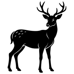 a deer black silhouette icon looking left side vector illustration