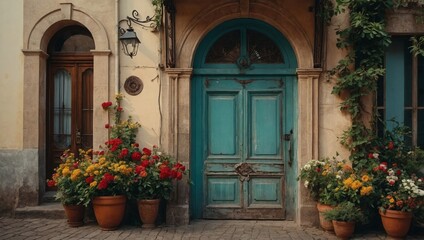 vintage door in a European city
