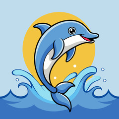A playful dolphin leaping out of the ocean waves  vector illustration