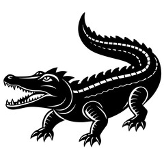Crocodile vector silhouette on white background