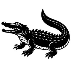 Crocodile vector silhouette on white background