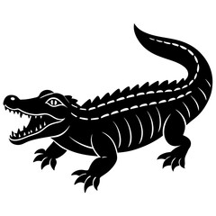 Crocodile vector silhouette on white background