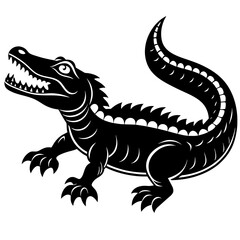 Crocodile vector silhouette on white background