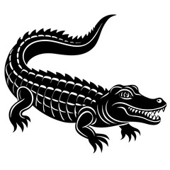 Crocodile vector silhouette on white background
