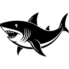 Shark vector silhouette on white background