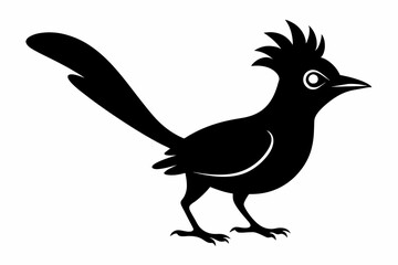 Solid black outline Cactus Wren animal vector silhouette