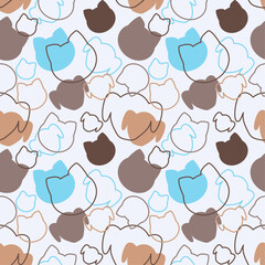 Pets cats and dogs seamless pattern. Cartoon Dogs and Cats. Vector Seamless Pattern. Colorful background for kids