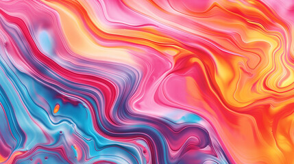 Fototapeta premium Colorful abstract liquid marbling art pattern with swirling pink, blue, orange, and yellow hues for creative backgrounds