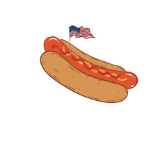 American hot dog with flag 