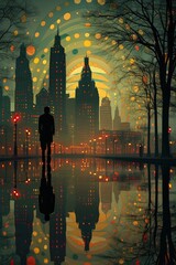 Obraz premium Collage of abstract winter nights with snowflakes and stars