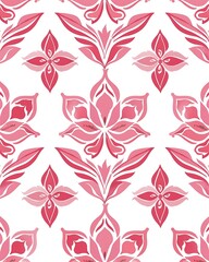 Fototapeta premium Create A Textile Print Motif Pattern Design Using Red And White Color