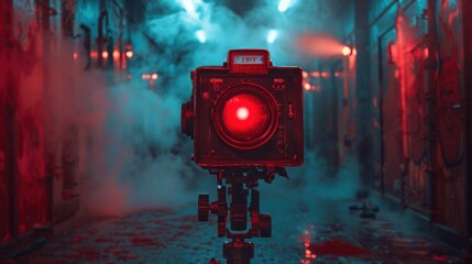 create a background photo for my feature film pitch deck , horror movie in a retro 70's vintage style palette,