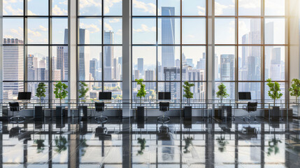 modern office space with city skyline view