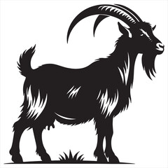 Goat silhouette vector art silhouette style on a white background