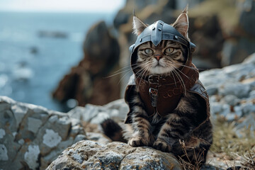 Obraz premium Juni - Cat Viking - The Nordic Nightmare