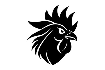 rooster head logo silhouette vector illustration