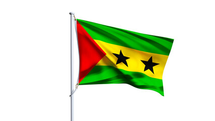 Waving flag of sao tome and principe isolated on transparent background.